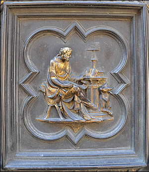 Representation of Saint Luke on the door of the baptistery of Saint John