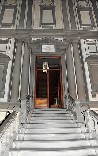 The monumental staircase of the Laurenziana Library