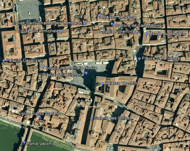 Map of the center of Florence south of the Duomo