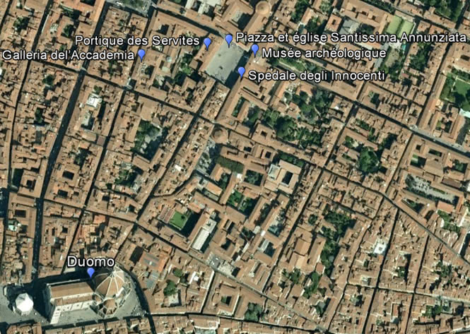 Map of the area of the church of Santa Maria Annunziata